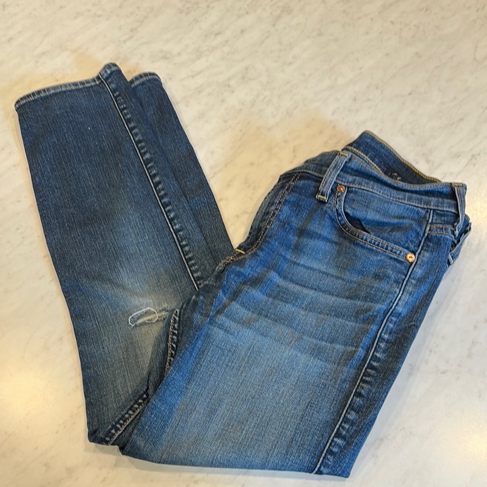 7 For All Mankind Dark Blue Straight Leg Jeans